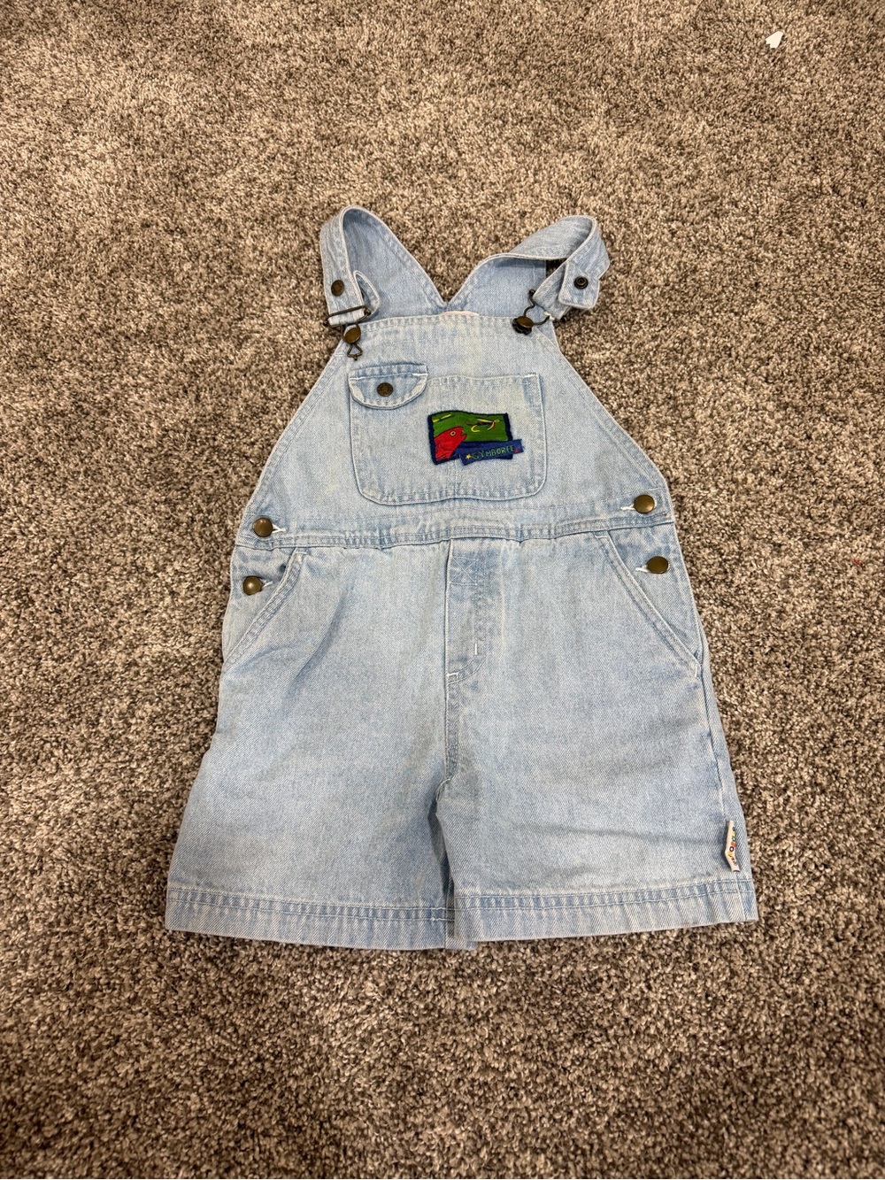 Gymboree Light Blue Denim Shortalls with Colorful Patch